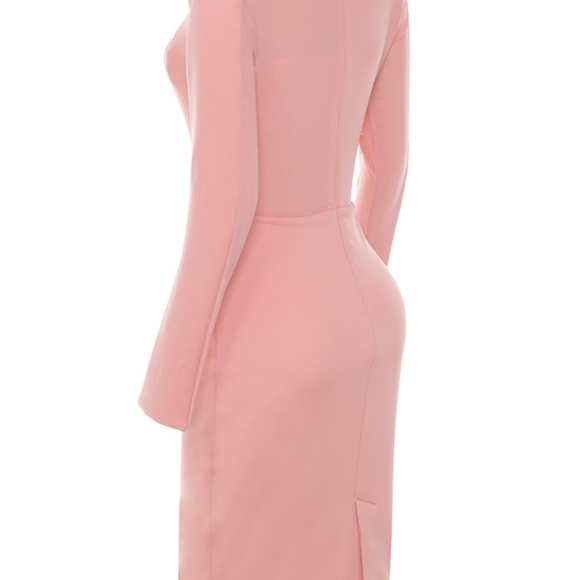 SAJIDA' Pink Stretch Crepe Jersey Long Sleeve - Picture 6 of 8